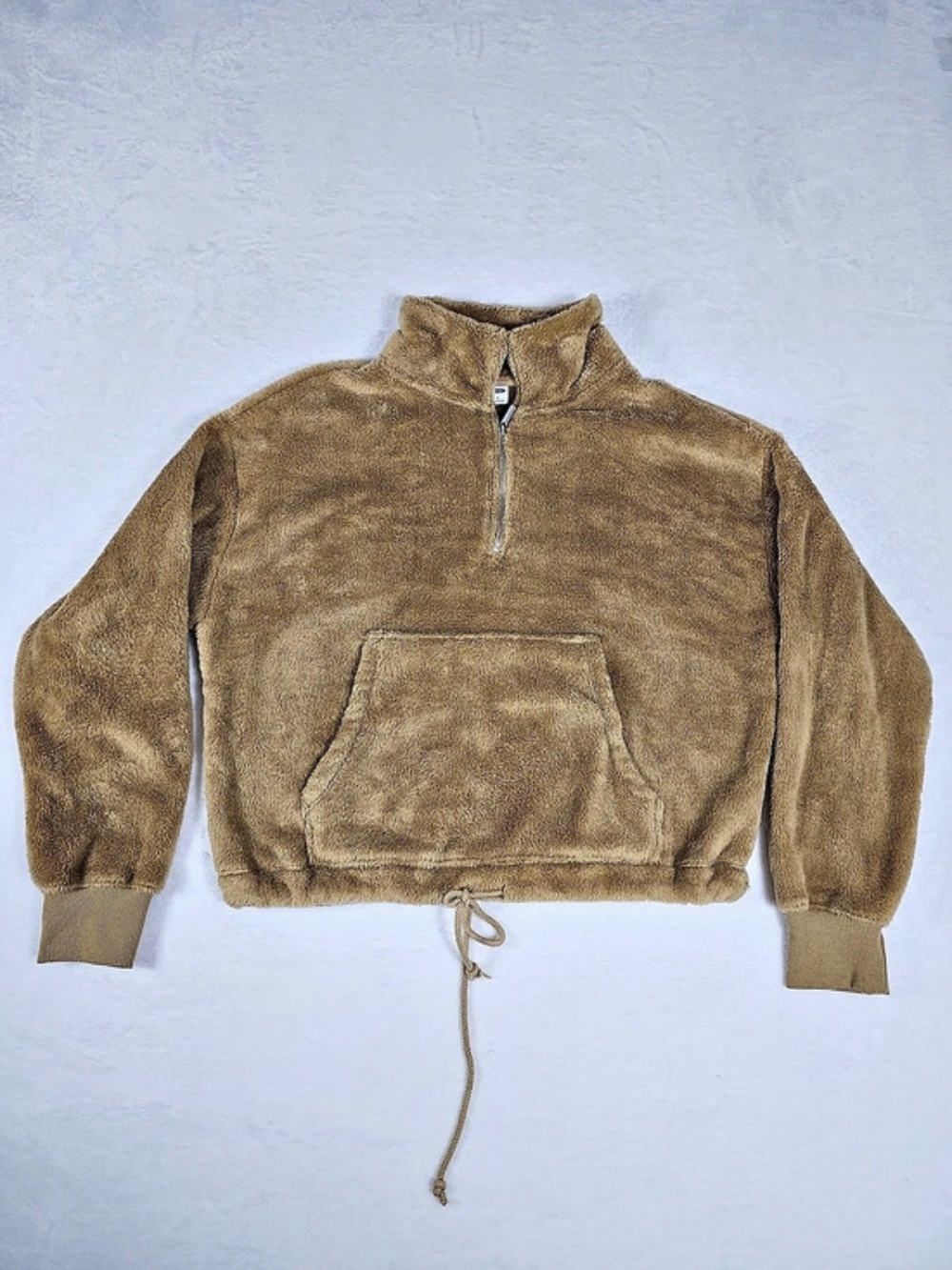 Old Navy Cozy Sherpa Quarter-Zip Pullover Sweater Brown Small